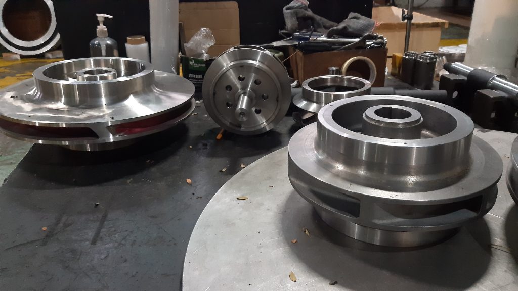Machined stainless steel impellers ready for inspection